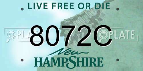 8072C New Hampshire License Plate
