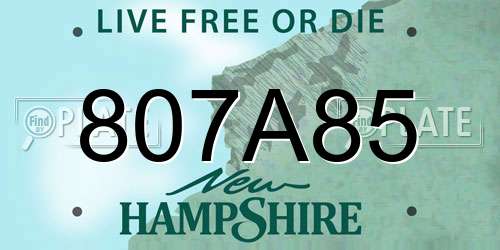 807A85 New Hampshire License Plate