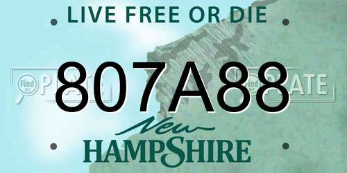 807A88 New Hampshire License Plate