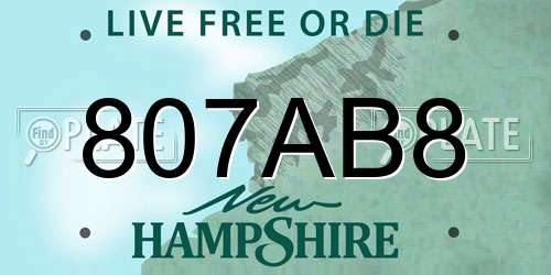 807AB8 New Hampshire License Plate