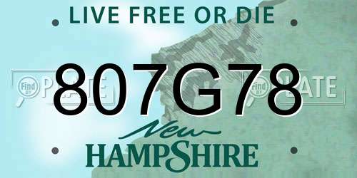 807G78 New Hampshire License Plate