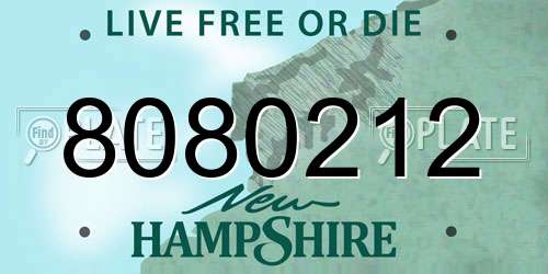 8080212 New Hampshire License Plate