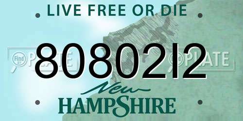 80802I2 New Hampshire License Plate