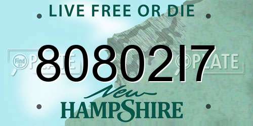 80802I7 New Hampshire License Plate