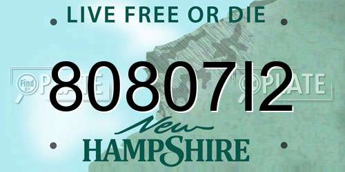 80807I2 New Hampshire License Plate
