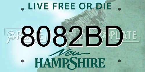 8082BD New Hampshire License Plate