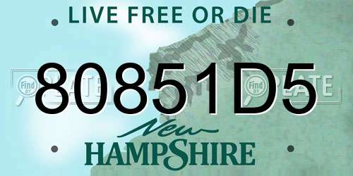 80851D5 New Hampshire License Plate