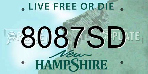 8087SD New Hampshire License Plate