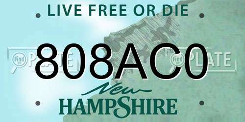 808AC0 New Hampshire License Plate