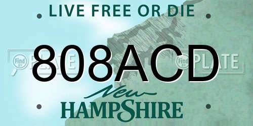 808ACD New Hampshire License Plate