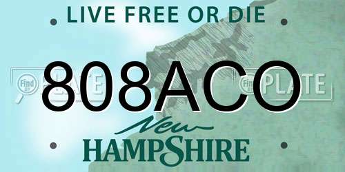 808ACO New Hampshire License Plate