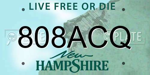 808ACQ New Hampshire License Plate