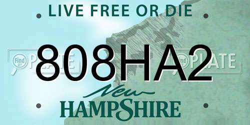 808HA2 New Hampshire License Plate