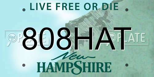 808HAT New Hampshire License Plate