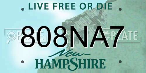 808NA7 New Hampshire License Plate