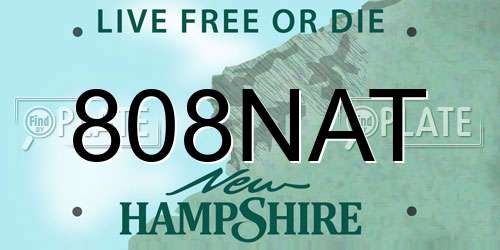 808NAT New Hampshire License Plate