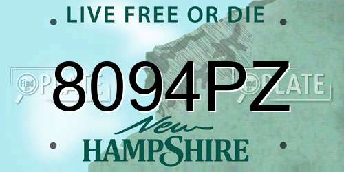 8094PZ New Hampshire License Plate