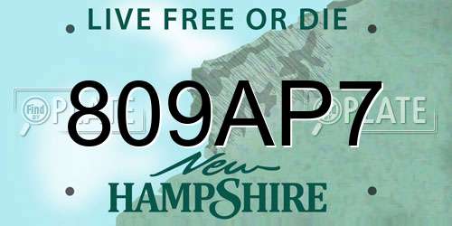 809AP7 New Hampshire License Plate