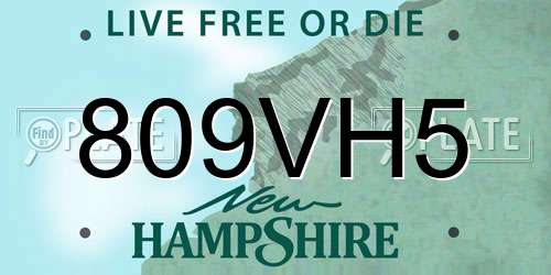 809VH5 New Hampshire License Plate