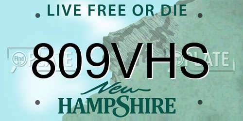 809VHS New Hampshire License Plate