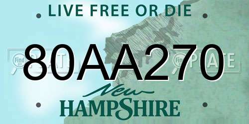 80AA270 New Hampshire License Plate