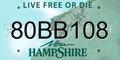 80BB108 New Hampshire License Plate
