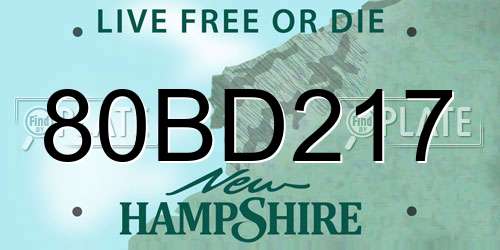 80BD217 New Hampshire License Plate