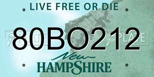 80BO212 New Hampshire License Plate