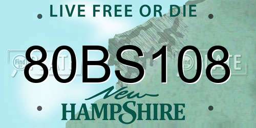 80BS108 New Hampshire License Plate