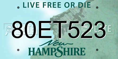 80ET523 New Hampshire License Plate