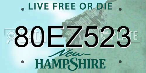80EZ523 New Hampshire License Plate