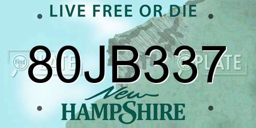 80JB337 New Hampshire License Plate