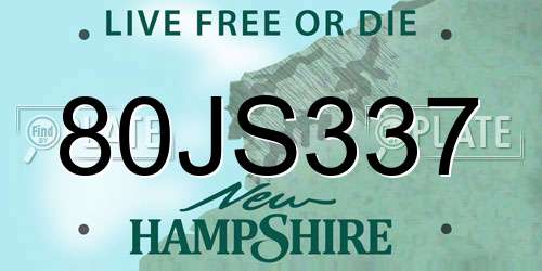 80JS337 New Hampshire License Plate