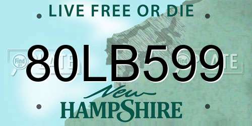80LB599 New Hampshire License Plate