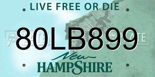 80LB899 New Hampshire License Plate