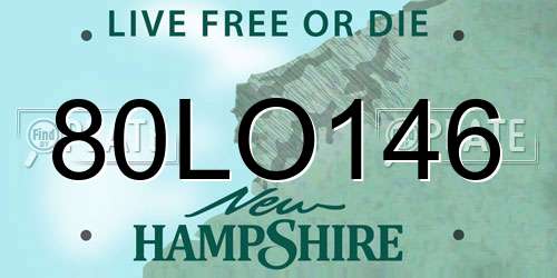 80LO146 New Hampshire License Plate