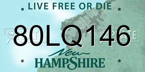 80LQ146 New Hampshire License Plate
