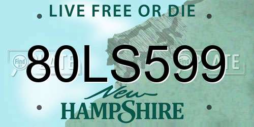 80LS599 New Hampshire License Plate