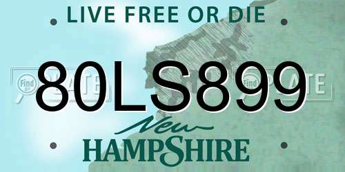 80LS899 New Hampshire License Plate