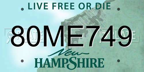 80ME749 New Hampshire License Plate
