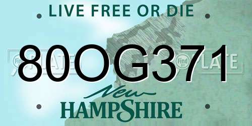 80OG371 New Hampshire License Plate