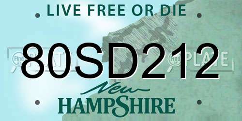 80SD212 New Hampshire License Plate