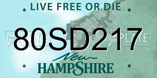 80SD217 New Hampshire License Plate