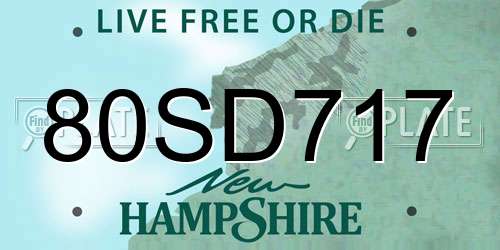 80SD717 New Hampshire License Plate