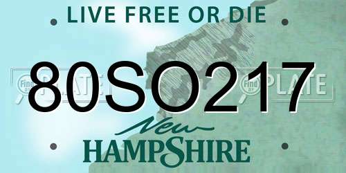 80SO217 New Hampshire License Plate