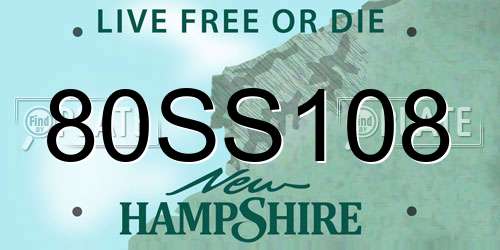 80SS108 New Hampshire License Plate