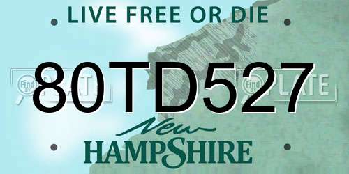 80TD527 New Hampshire License Plate