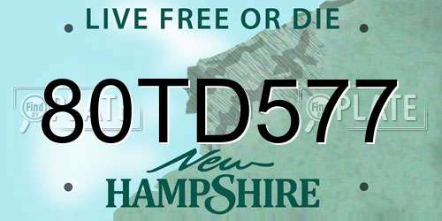80TD577 New Hampshire License Plate