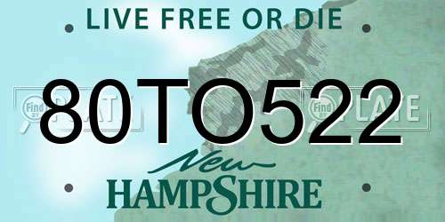 80TO522 New Hampshire License Plate