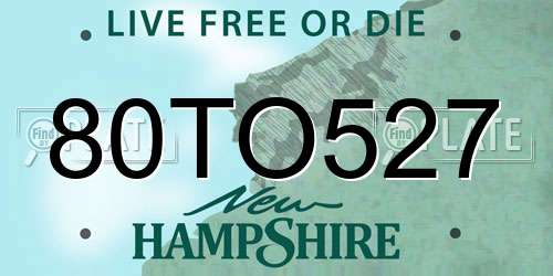 80TO527 New Hampshire License Plate